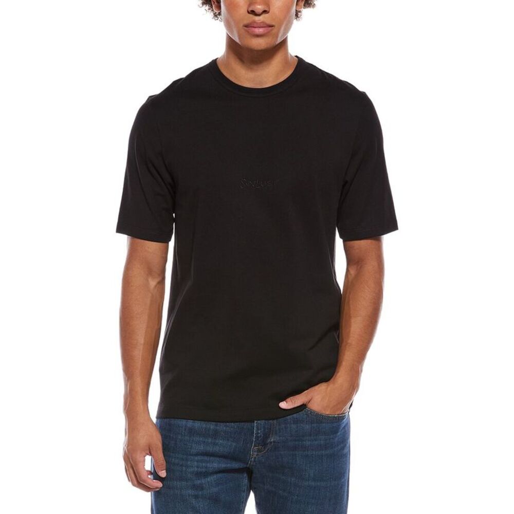 Saint Laurent Mens  Logo T-Shirt, Black